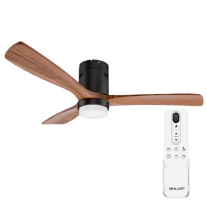 52 Inch Ceiling Fans with Lights and Remote Control Modern Wood Ceiling Fan with Reversible Quiet DC Motor 6 Speed 3 LED Colors