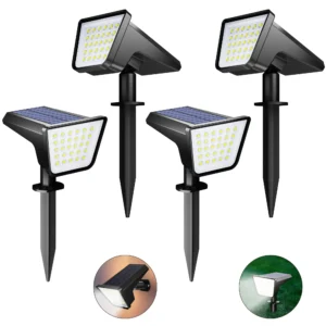 Solar Pathway Lights Outdoor, 4 Pack Waterproof Solar Powered Garden Spotlights