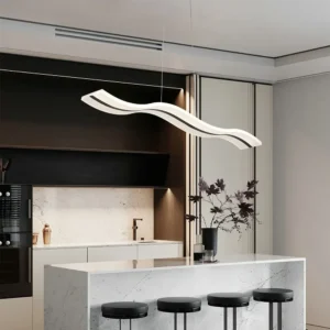 36W Dimmable LED Ceiling Lamp Modern Acrylic Pendant Light Linear Wave Shape Chandelier